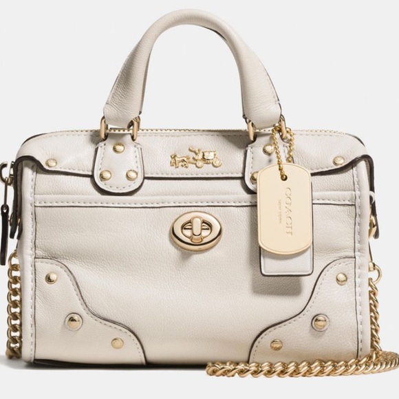 Coach | Bags | Coach Rhyder 8 Leather Chain Crossbody 35319 Chalk Mini ...